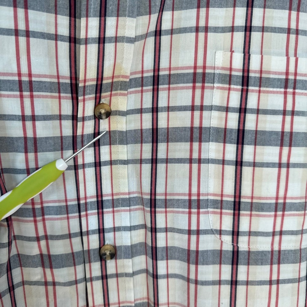 King Size Mens White Red Plaid Dad Core Short Sleeve Button Down Shirt Size 3XLg - Picture 4 of 10
